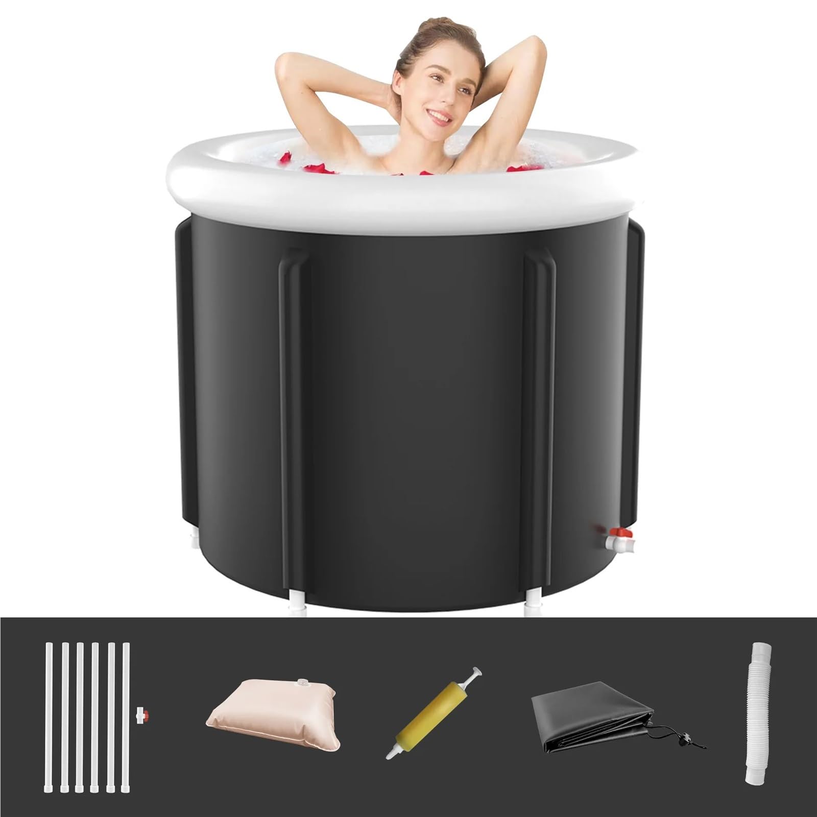 BañEra Plegable Bañera Plegable, bañera de Hielo portátil Inflable for Agua fría, bañera de hidromasaje, Cubo de baño de Hielo Plegable para Ducha