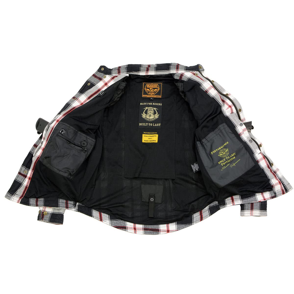 Milwaukee Leather Men's Standard MPM1625 Plaid CE Armored Flannel Biker ...