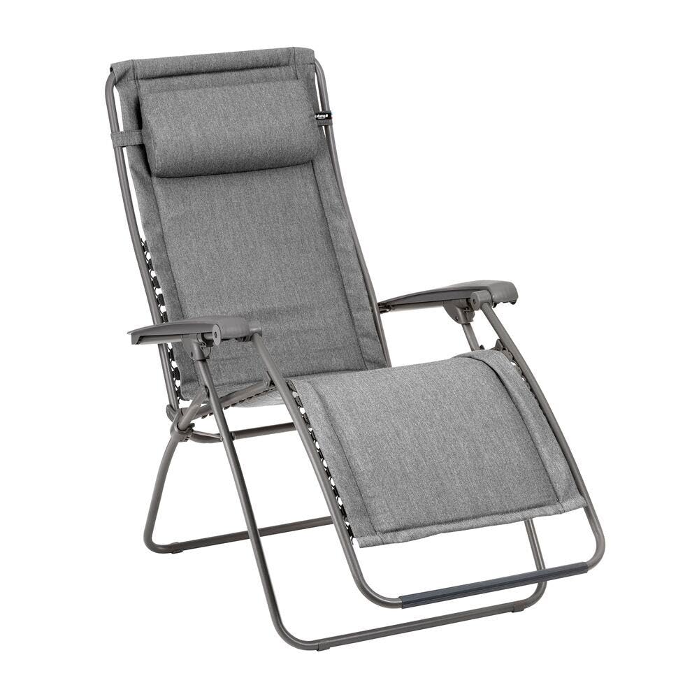 Lafuma MOBILIER - Fauteuil Relax Transat Jardin - Chaise Longue Matelassé Zéro Gravité - Rsx Clip - Lightcomfort® - Gris Ombre - Fabriqué en France - LFM2054_9929 - Garantie 5 Ans - L.87xl.67xH.115cm