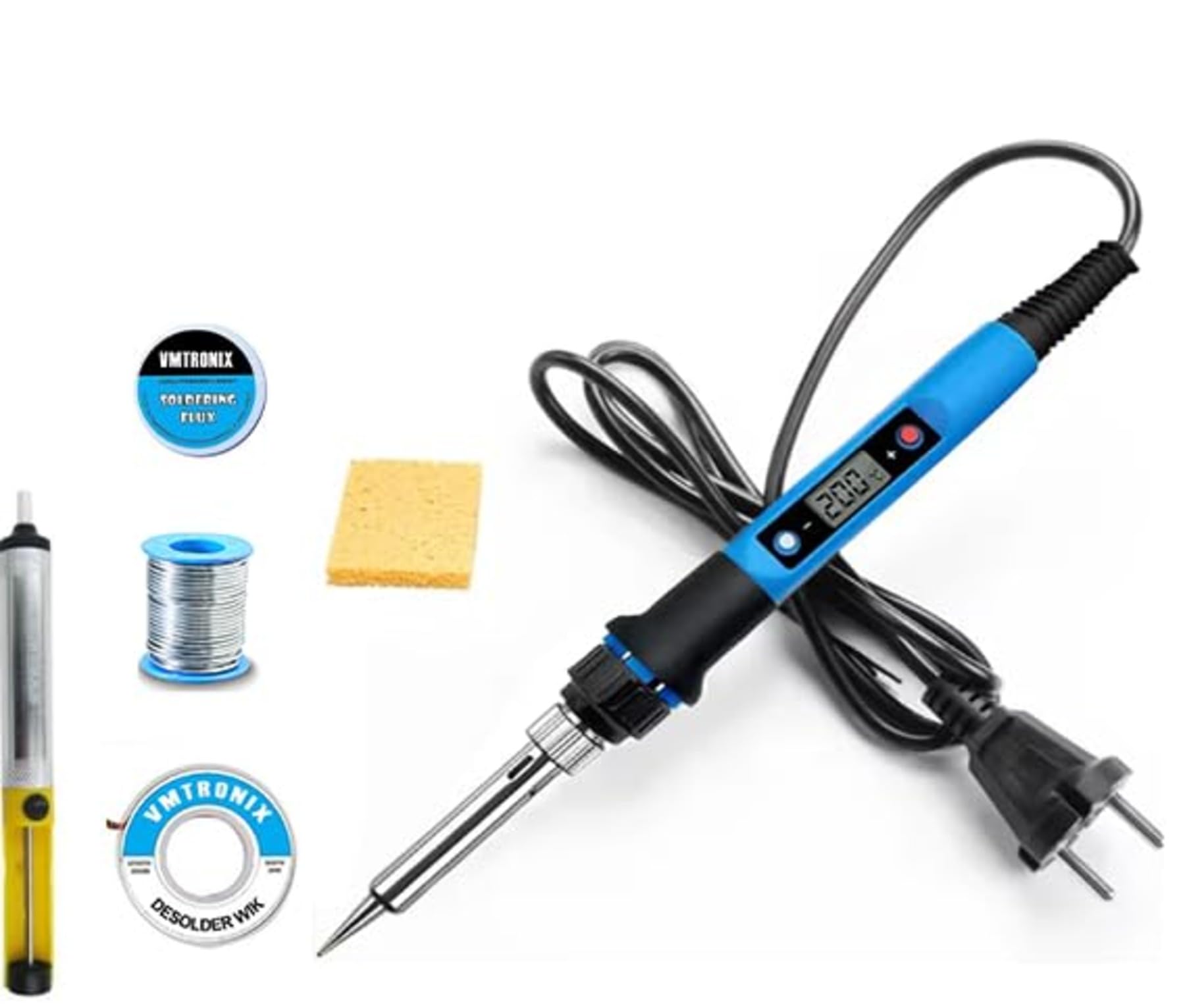 Soldering Iron Kit 80W 220V 200-500°C Temperature Adjustable with LCD Digital Display Welding Tool Fast Heating (Pack of 6)-picture-29