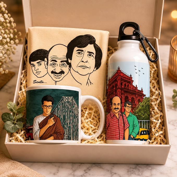 Kolkata Souvenir Gift Hamper Box Set Aesthetic Luxury Limited Edition Home Decor & Stationery Combo (Water Sipper Tote Bag Ceramic Coffee Mug) Best Gift for Sister Brother Friends-image-16