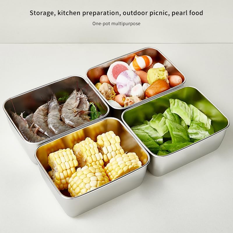 Image of Sinbyuer Stainless Steel fresh- keeping Container with cover refrigerator, Packing Box, garnish box, outdoor Picnic Container, Food Storage Container (6)