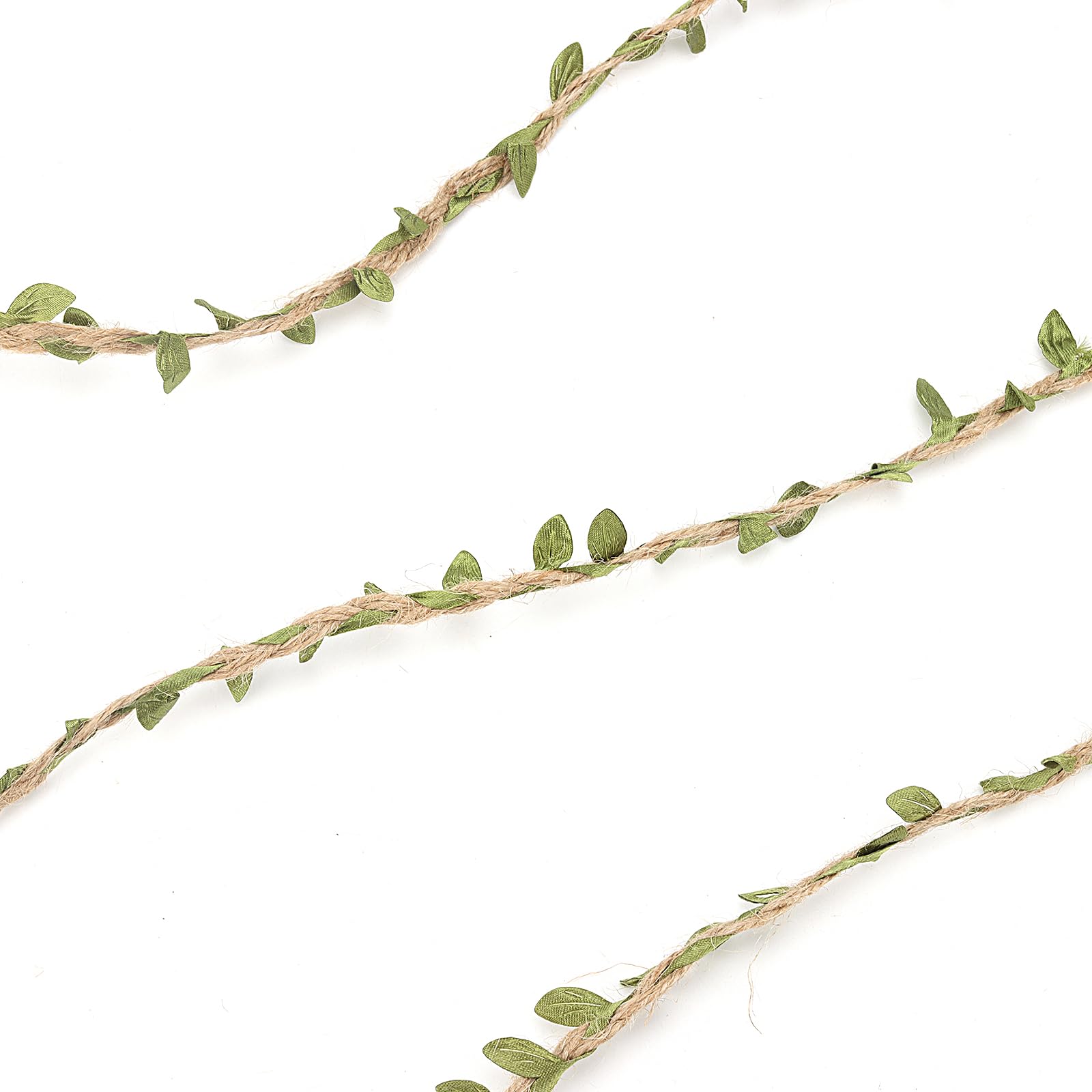 SHEUTSAN 10 Rollen Juteband, 10 m, natürliche Jute-Schnur mit grünen Blättern, künstliches Blattband, Reben-Seil für Hochzeit, Heimdekorationen