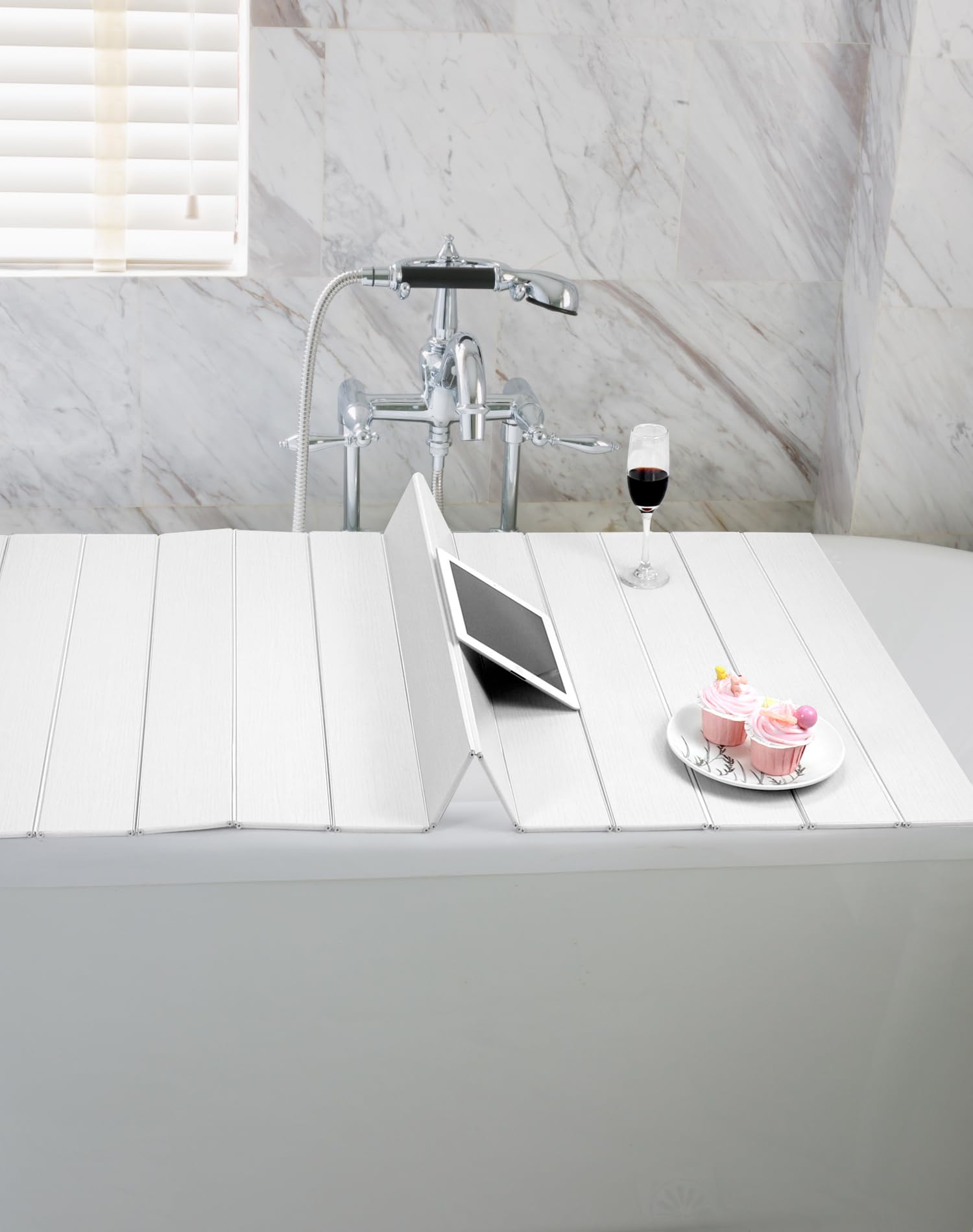 QWORK® Estante de Baño Plegable, Tabla de Baño de PVC para Baño y SPA - 170 x 75 cm x 0,7 cm - Blanco