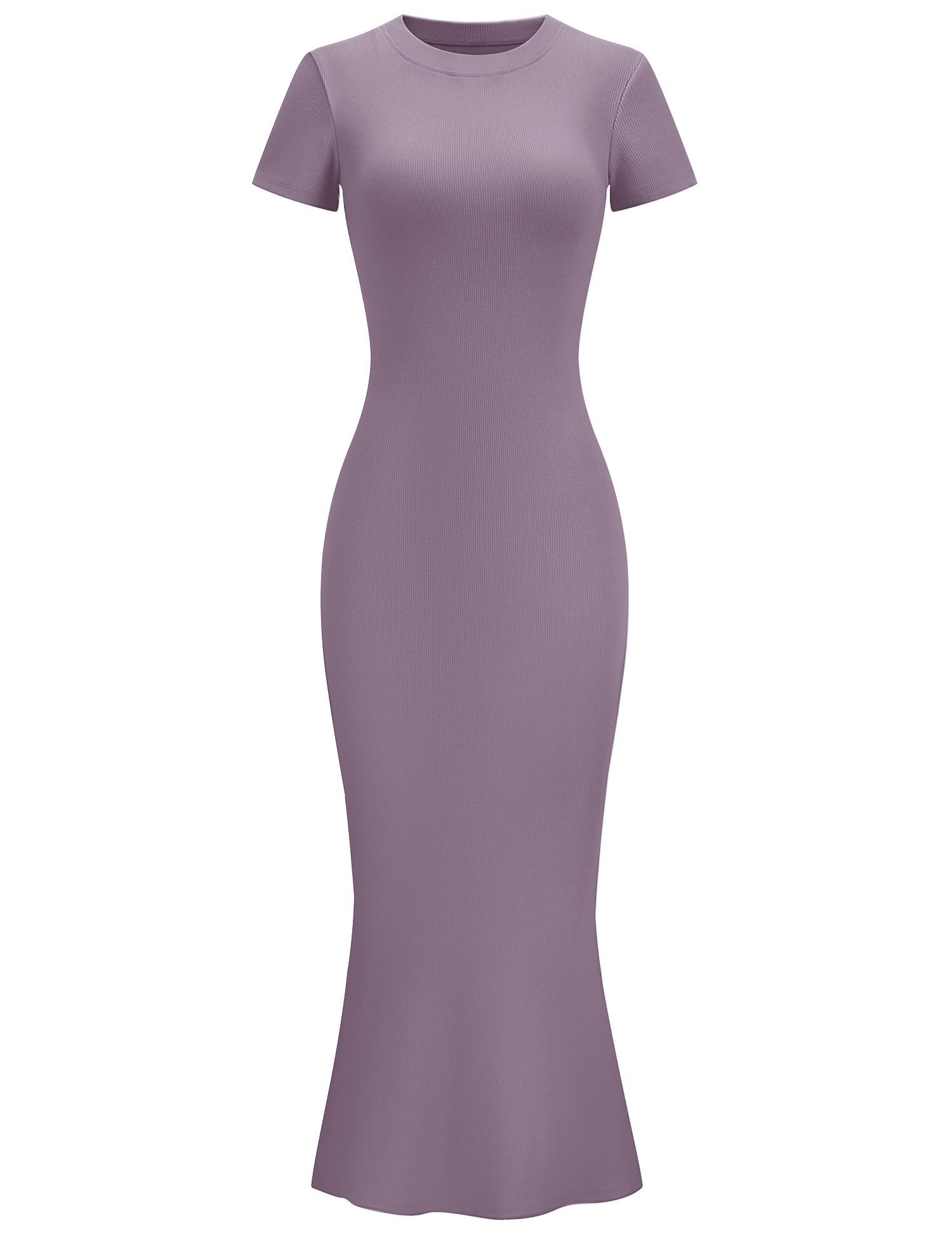 LOMON Women Fishtail Hem Ribbed Maxi Dresses Summer Casual Stylish Y2k Sexy Fitted Lady Elegant Cotton Soft Lounge Dress