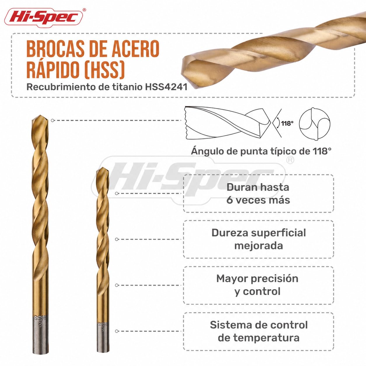 Hi-Spec Juego de Brocas de 99 Piezas. Set de Acero Recubiertas en Titanio HSS.Para Taladrar y Perforar Metal, Hormigon, y Madera. Accesorio ideal para Taladro Electrico y Caja Herramientas