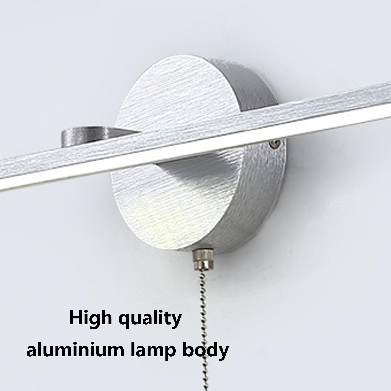 LED Wandlampe Spiegelleuchte Bad Wandleuchte Indoor mit Zugschalter Wandbeleuchtung Modern Badezimmer Wandleuchten Wasserdichte Aluminium für Schlafzimmer Wohnzimmer Flur (Silbrig,Warmes Licht)