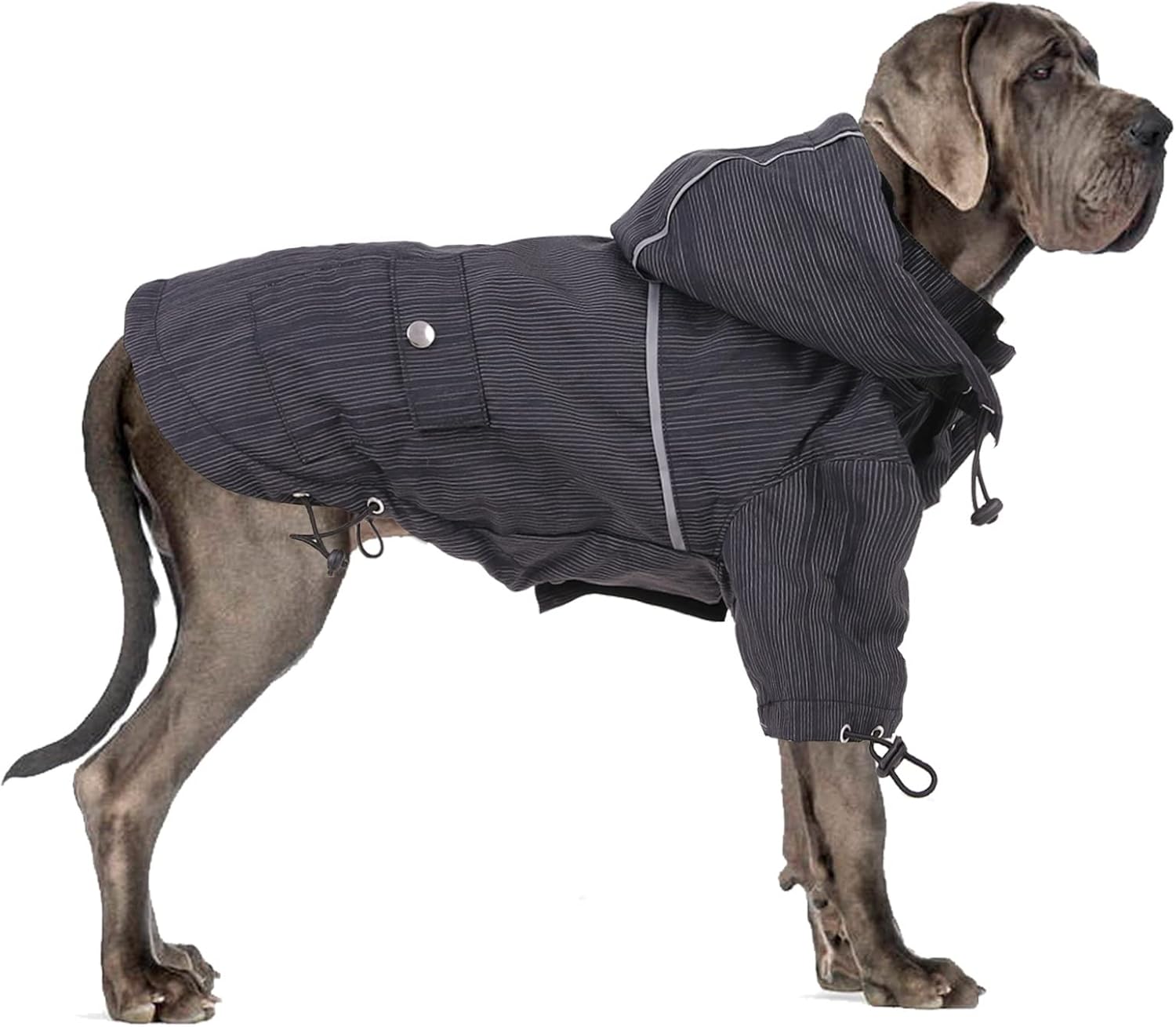 Chubasquero Perro, Impermeable para Perros con Capucha y Collar Agujero y Tiras reflectoras seguras, Ultra-Light Transpirable Impermeable 100% Chaqueta para Lluvia medianos Perro de Raza Grande