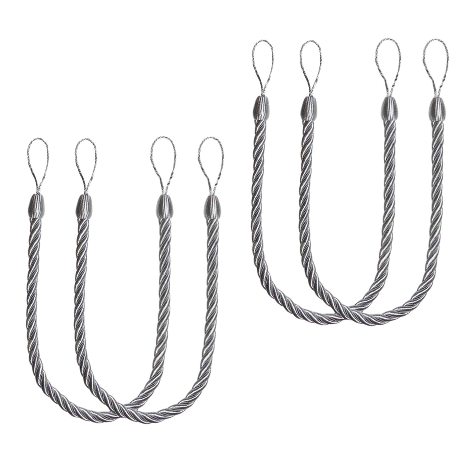 4Pack Natural Cotton Rope Curtain Tiebacks Handwovens Bohos Styles Decorative Drape Holdbacks for Home and Drapery Decorative Curtain Holders