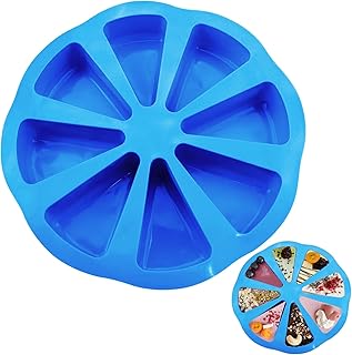 Esteopt Silicone Baking Moulds, 8 Cavities Scones Pan Triangle Cake Moulds, Silicone Moulds, Non-Stick Silicone Muffins Cake Pan Mold, Pizza Cake Mould (Blue)