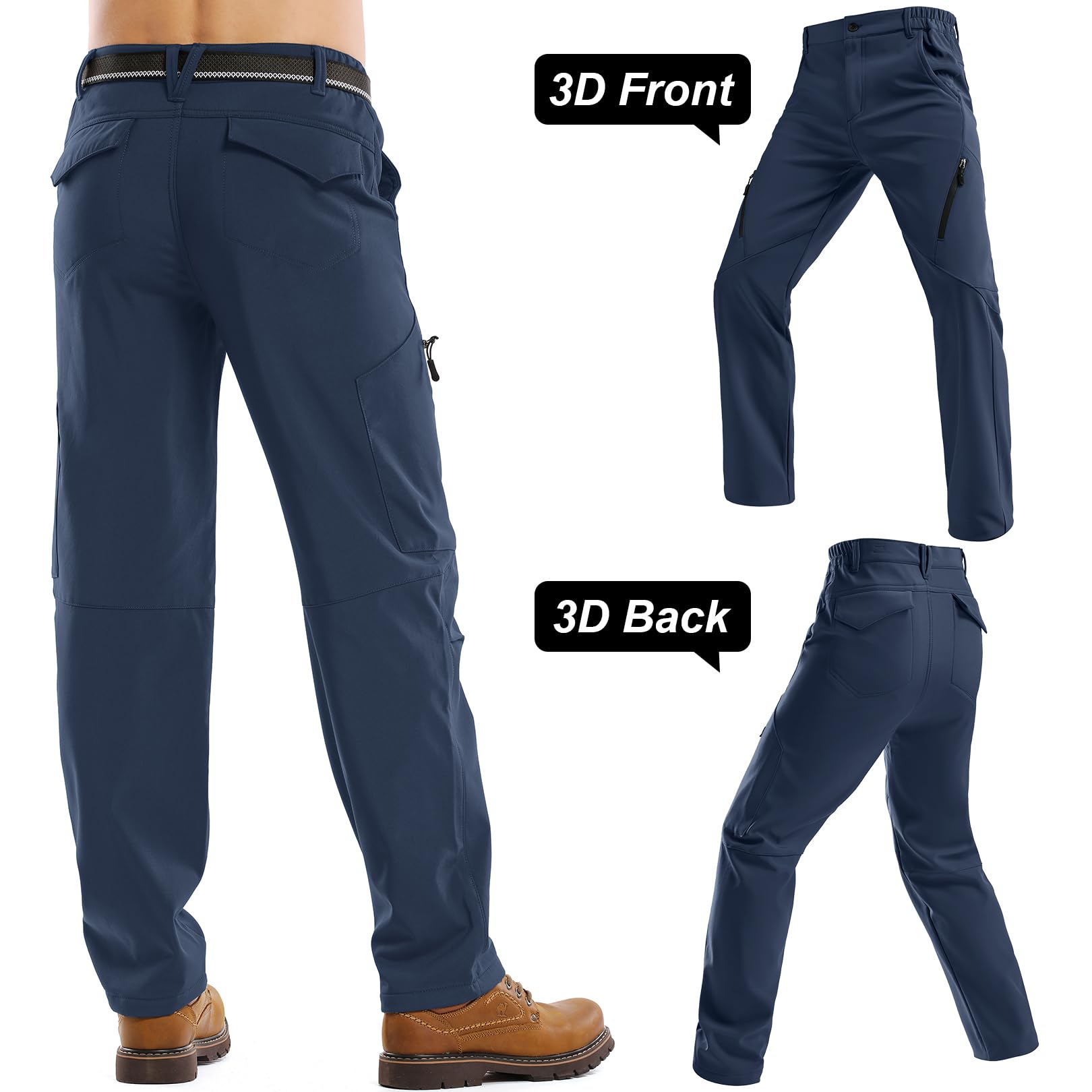 Jessie Kidden Mens Hiking Pants Water Repellent Outdoor Snow Ski Fishing Camping Walking Fleece Lined Insulated Winter Pants (6070 Blue 34)