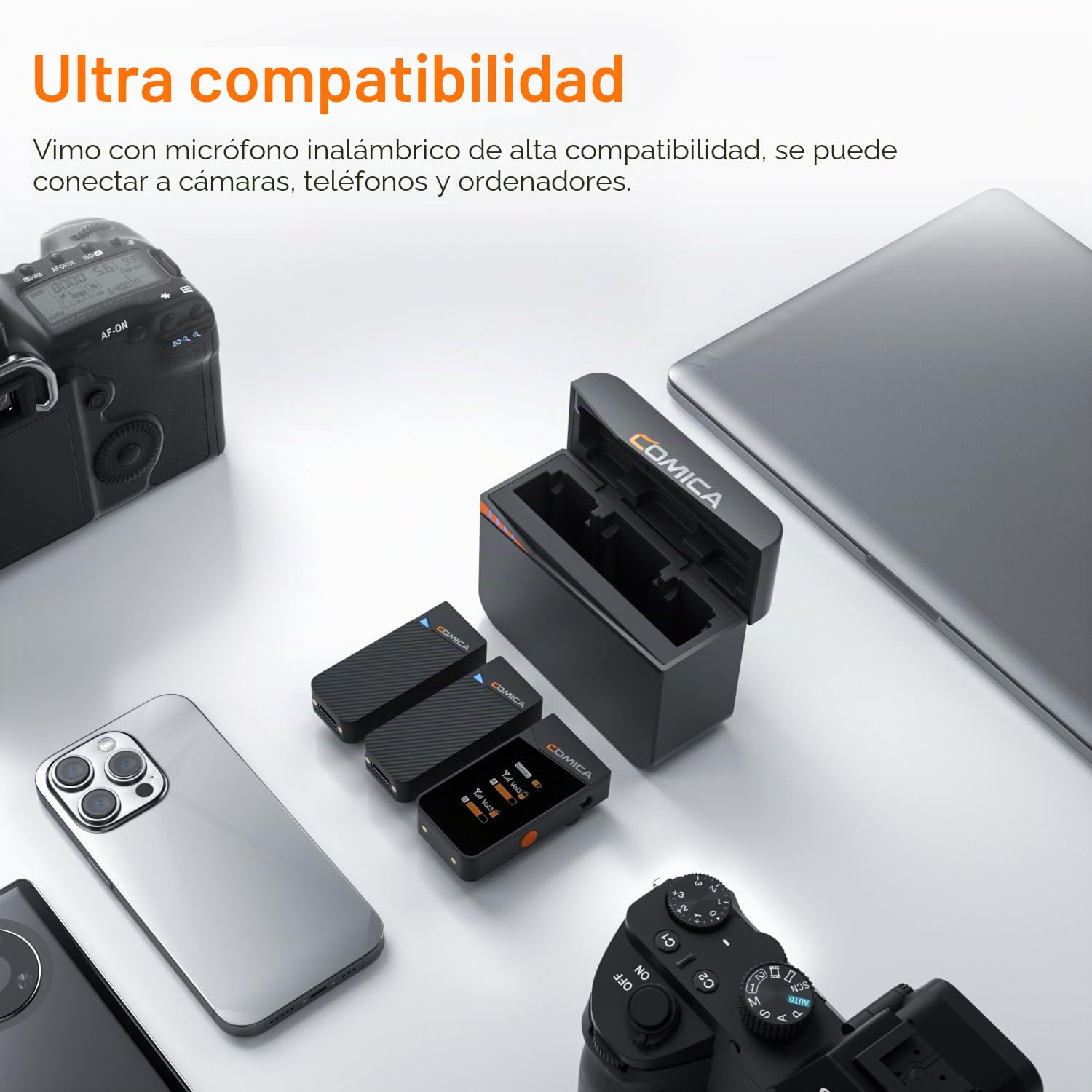 COMICA Vimo C3 Microfono Solapa Inalambrico con Cancelación de Ruido, Monitoreo, Silenciamiento, Microfono Inhalambrico para Cámaras DSLR iPhone Android Live-Streaming Vlogging y Grabación | Monitoreo, silencio, mini micrófono compacto para DSLR, cámaras,