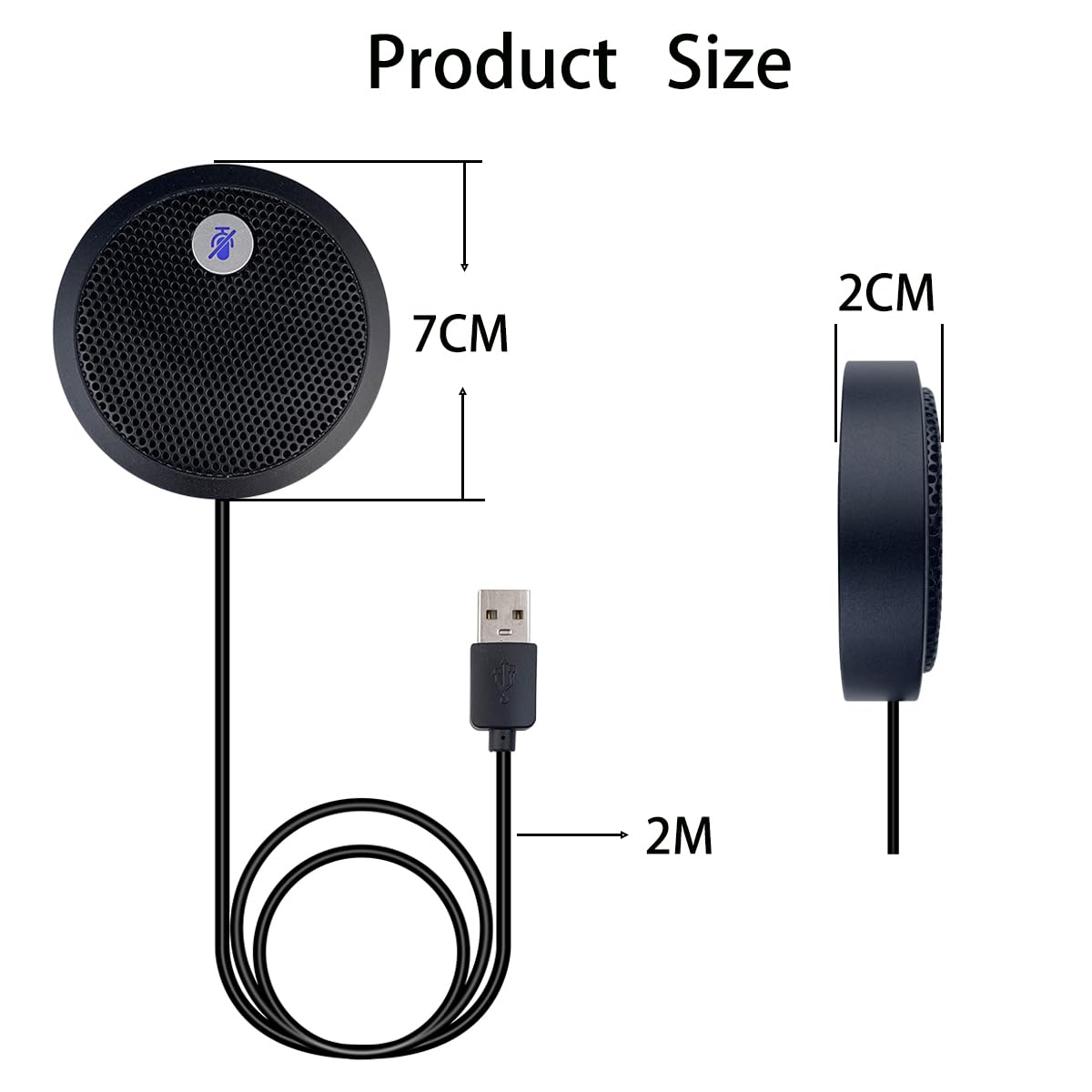 Microfono USB per Computer, microfono USB per conferenze, pulsante di silenziamento con indicatore LED, Mic a condensatore omnidirezionale per videoconferenze, Plug&Play per PC, laptop,