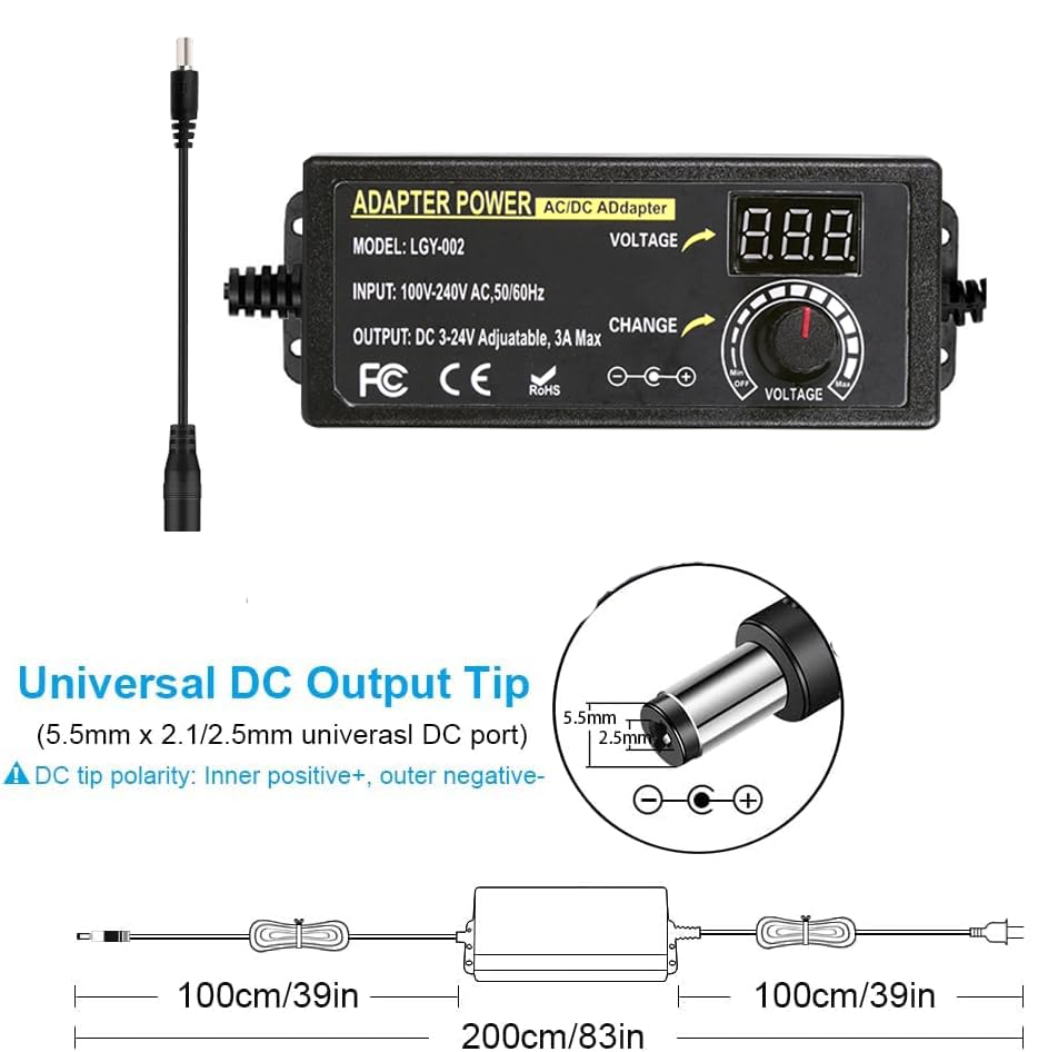 Alimentatore Universale, 3-24V Caricabatterie Universale, 3A - Foto 5