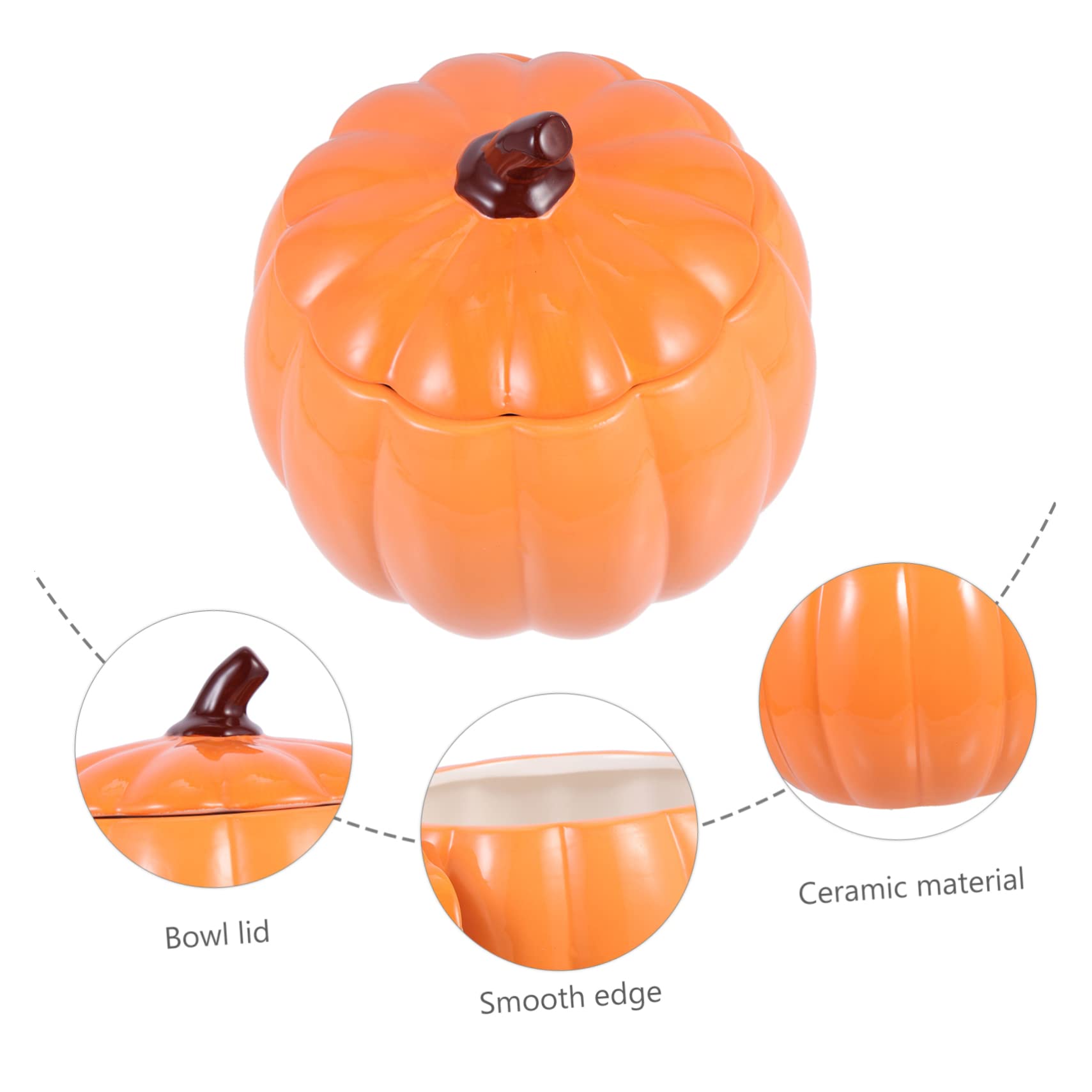LIFKOME Tazza Forma di Zucca in Ceramica Barattolo per Zuppa di Halloween Contenitore di Zucca per Festa del Raccolto Ciotola Coperchio per Cibo