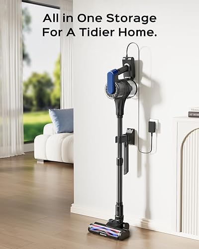 Miniatura 9 de Aspiradora inalámbrica, aspiradora ligera y recargable con cepillo 3 en 1, potente succión para suelos de alfombras y madera dura, pelo de mascotas,