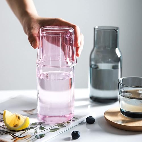 Miniatura 3 de Juego de jarras de agua de noche de cristal transparente, jarra y taza de noche