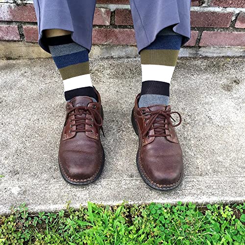 Kony 4 Pack Men's Premium Cotton Colorful Fun Dress Crew Socks - Funky Novelty Striped Business Socks Gift For Men, Size 9-12 (Hush - 4 Pairs) #TOP6