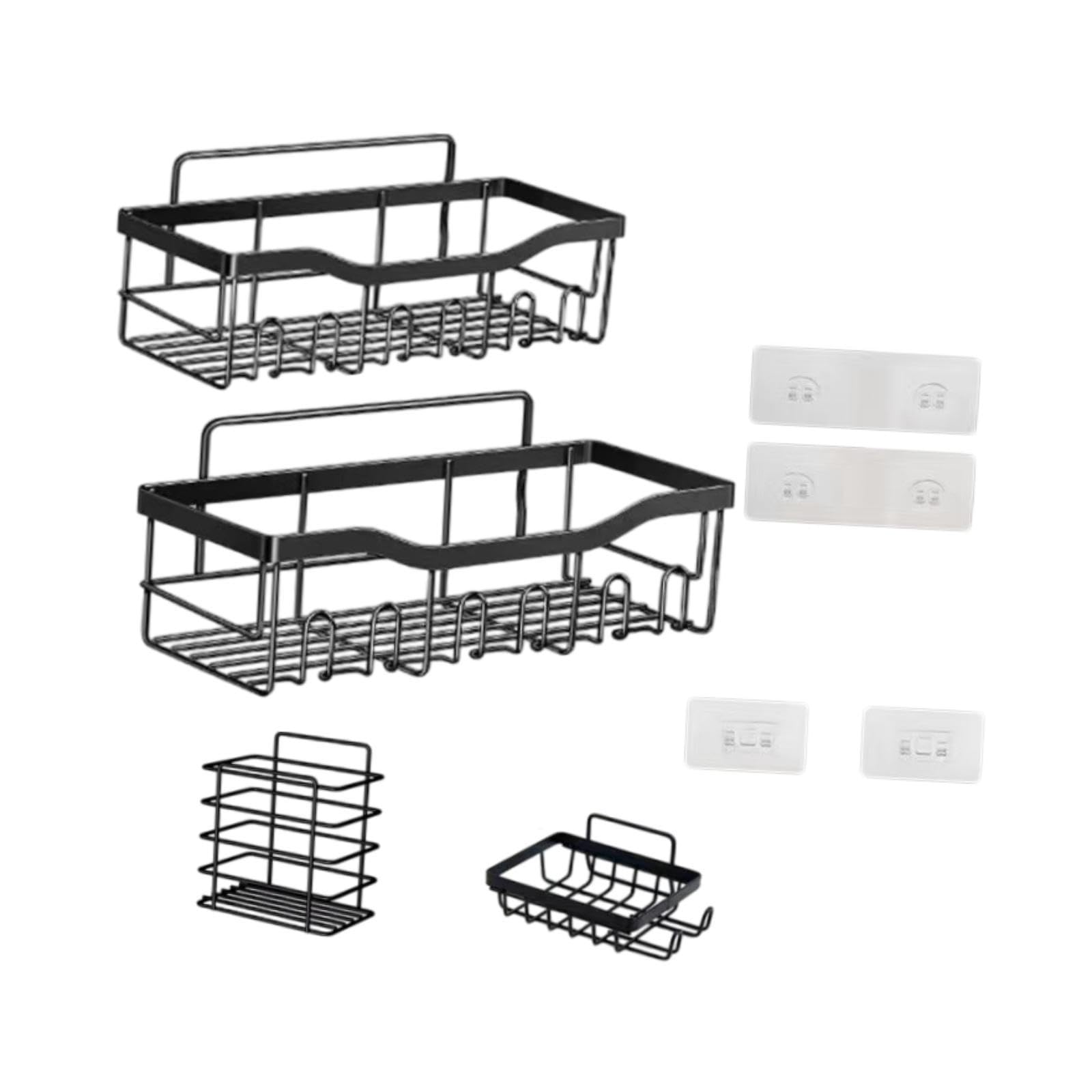 Bathroom Storage Shelf Modern Wall Mounted Shower for Kitchen Washbasin Dorm 4 Piece-image-43
