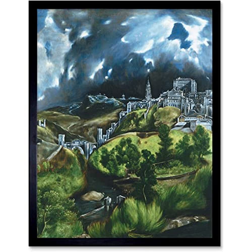 Artery8 Unframed Wall Art El Greco View Of Toledo Spain Expressive Painting12X16 Inch from B&Q