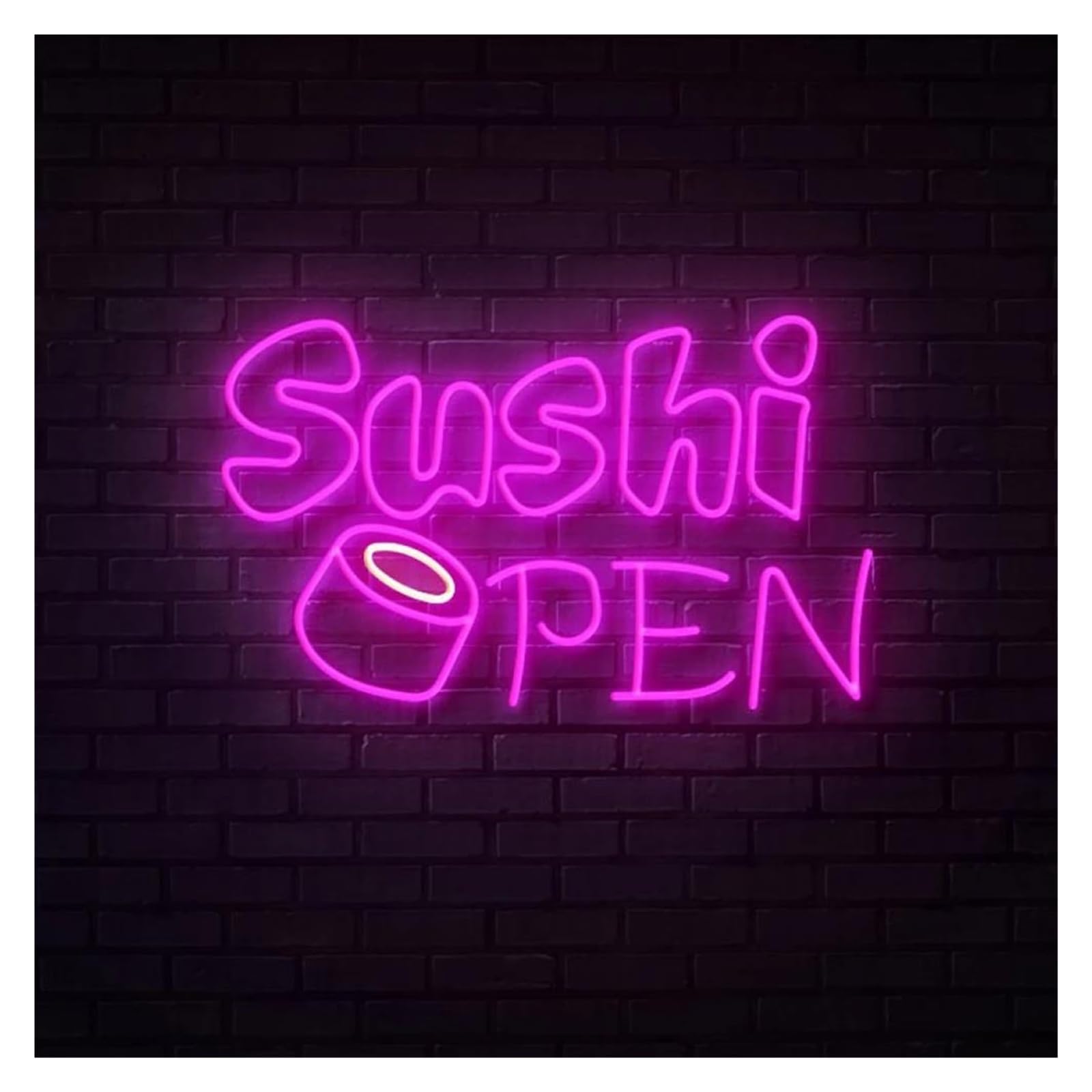 SHOUXI Sign Lamp Sushi Open Neon Sign Japanese Restaurant Home Kitchen Decor 50cmx39cm(H)