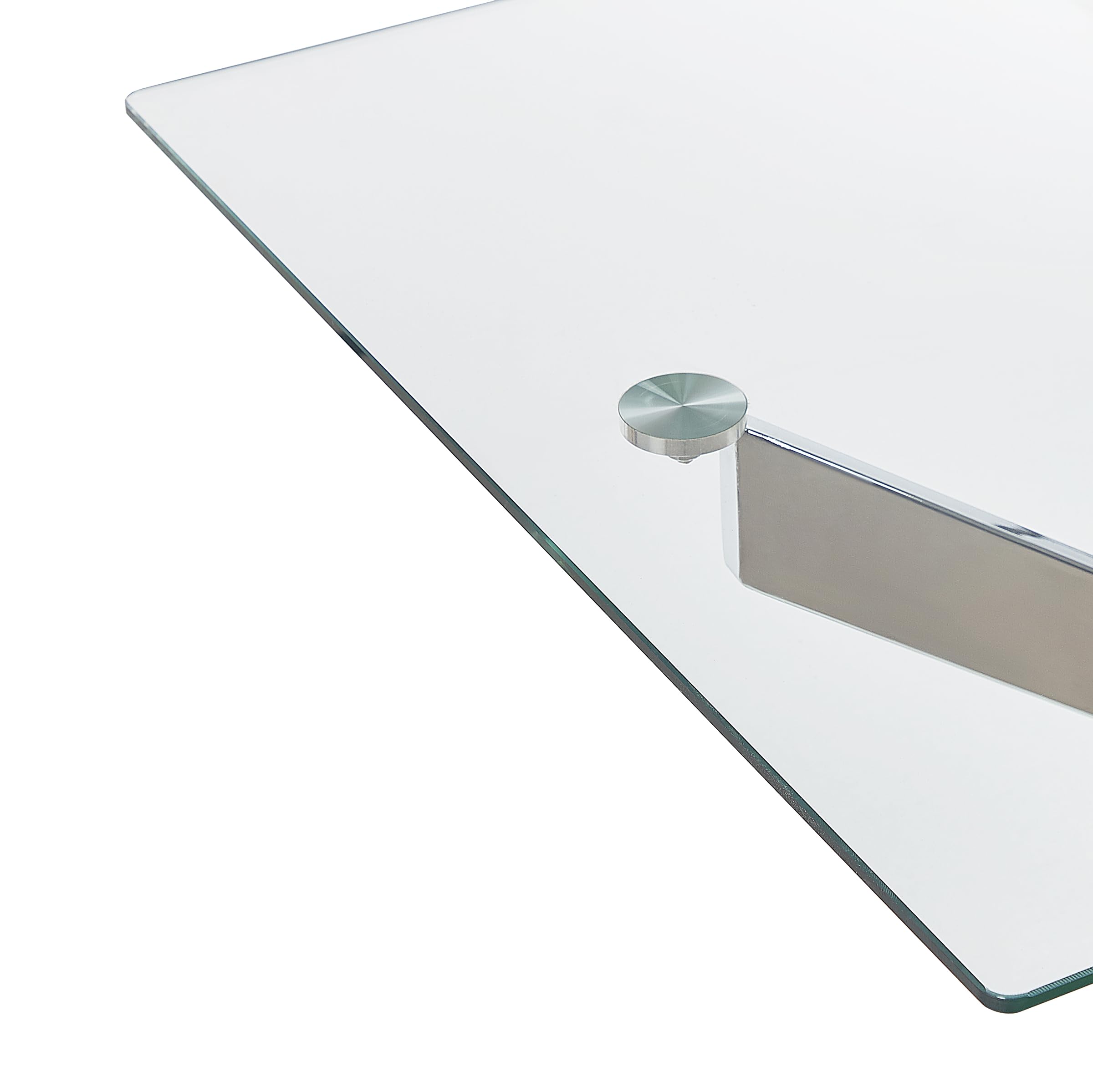 Beliani Mesa de Comedor Tablero de Vidrio Templado 120 x 70 cm Patas Plateadas 4 Personas Moderno Maramo