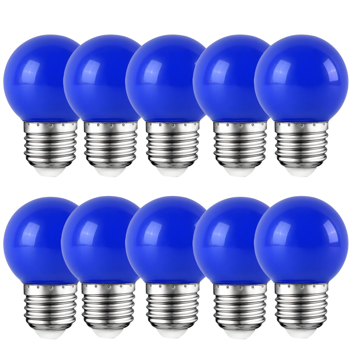 WULUN 10 Pack E27 Colored LED Light Bulbs 2W G45 Golf Ball Mini Globe Bulb Lighting Bulbs, Blue for Outdoor Indoor String Patio Garden Party Christmas, Tree, Fairy Party Night Lights