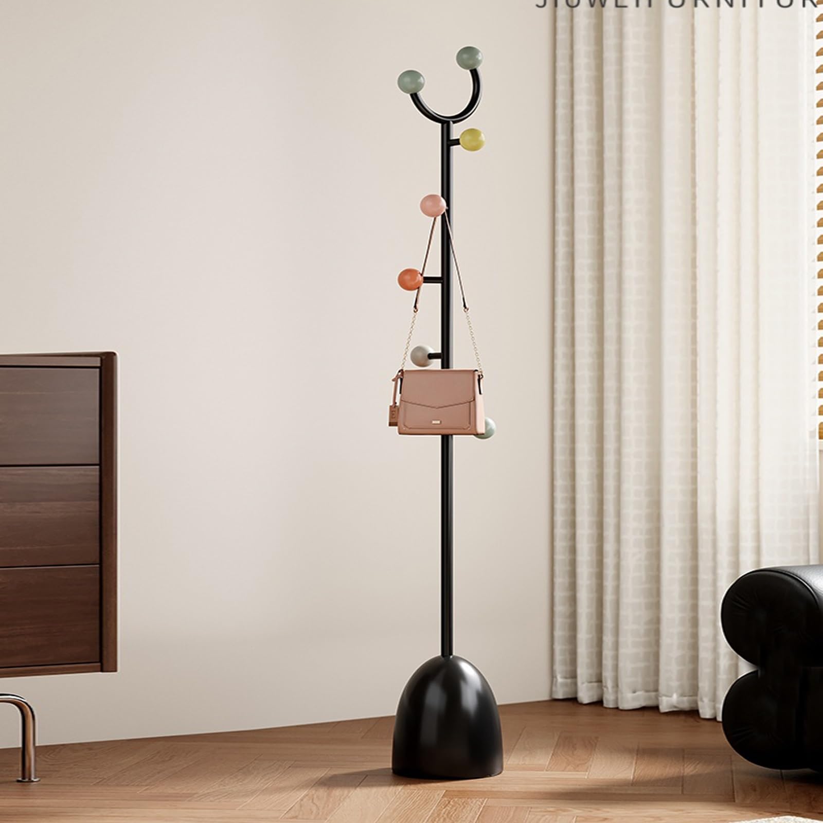 FGXHHS Freestanding Metal Coat Rack with Sturdy Ball Base, Space-Saving Hanger Organizer for Entryway, Office, and Home
