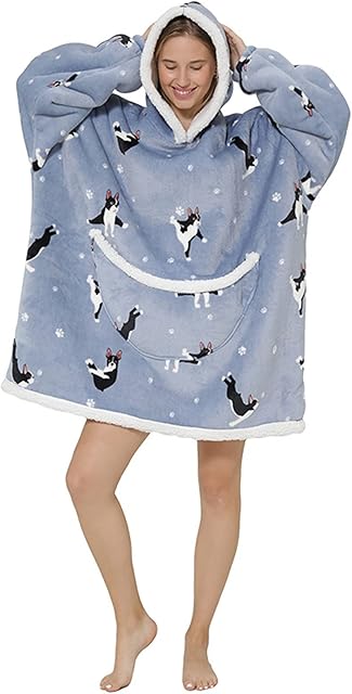 Pterygoid Oversized Blanket Hoodie,Wearable Blanket Sweatshirt Hoodie for Women and Men,Soft Sherpa FLeece Giant Hooded Oversized Double Plush Hooded Top with Warm Front Pocket