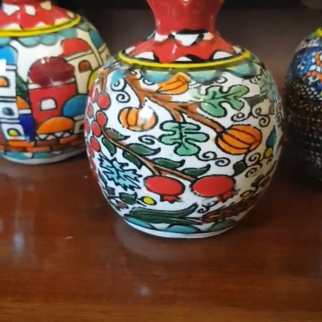 Pomegranate Armenian Ceramic Vase for Flowers Red Decor Israel Ceramic Jewish Home Blessing. Judaica Gifts for tthe Home.