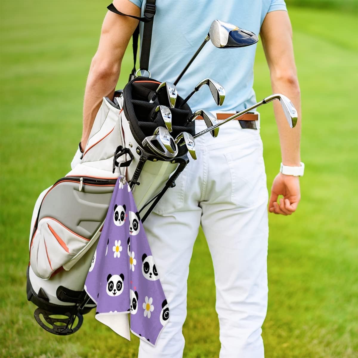 Daisy Panda Golf Towel Microfiber Club Cleaner with Carabiner Clip Water Absorption Quick Dry Golf Towels for Women Men Golf Accessories 15 X 24 Inch