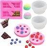 5 Pcs Candle Making Mold, 3D Ice Cream Ball and Chocolate Candle Molds, 3D Fruit Silicone Fondant Mold for DIY Wax Candle, Soap, Cake Cupcake Topper Decoration