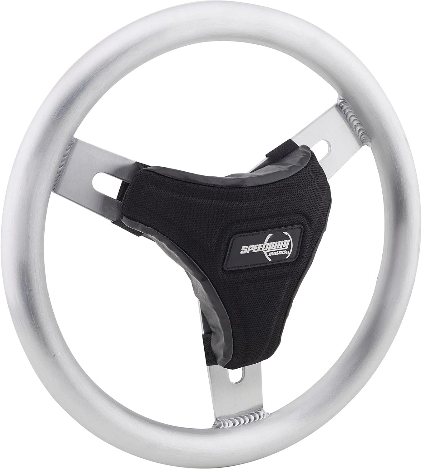Speedway Motors Elite Steering Wheel Nose Pad Black Padded Center Cover for Three Spoke Wheels Easy Hook and Loop Installation for Oval Track Racing Applications