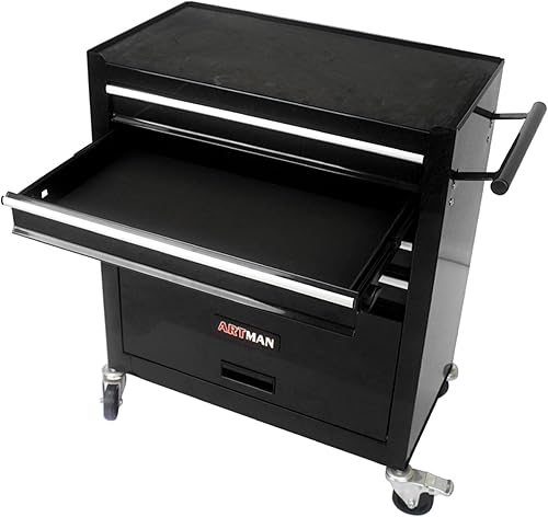 Miniatura 4 de Carrito de herramientas rodante con 5 cajones, organizador de almacenamiento de herramientas de metal con sistema de bloqueo y ruedas, caja de