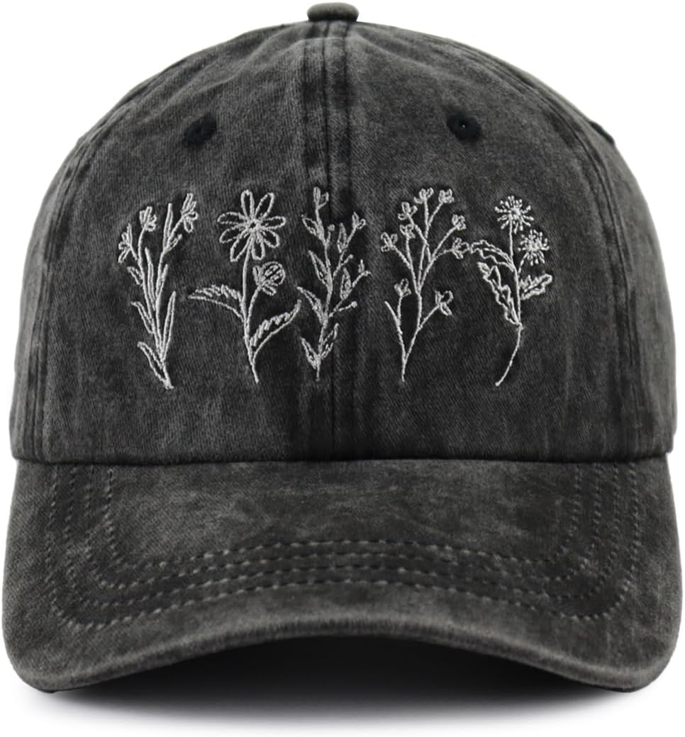 Garden Hats for Women, Adjustable Cotton Embroidered Gardening Baseball Cap