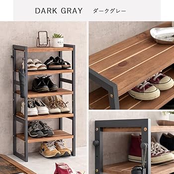 Amazon｜幅45cm 棚5段 下駄箱 玄関収納 玄関家具 靴ラック ラック 靴箱
