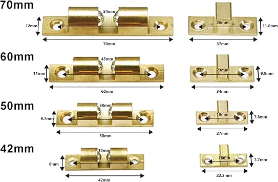 Brass Door Double Ball Tension Catches 42mm for Cabinet Kitchen Bathroom Cupboards Wardrobes Roller Latches Silent Locks Stopper (10 Pcs)