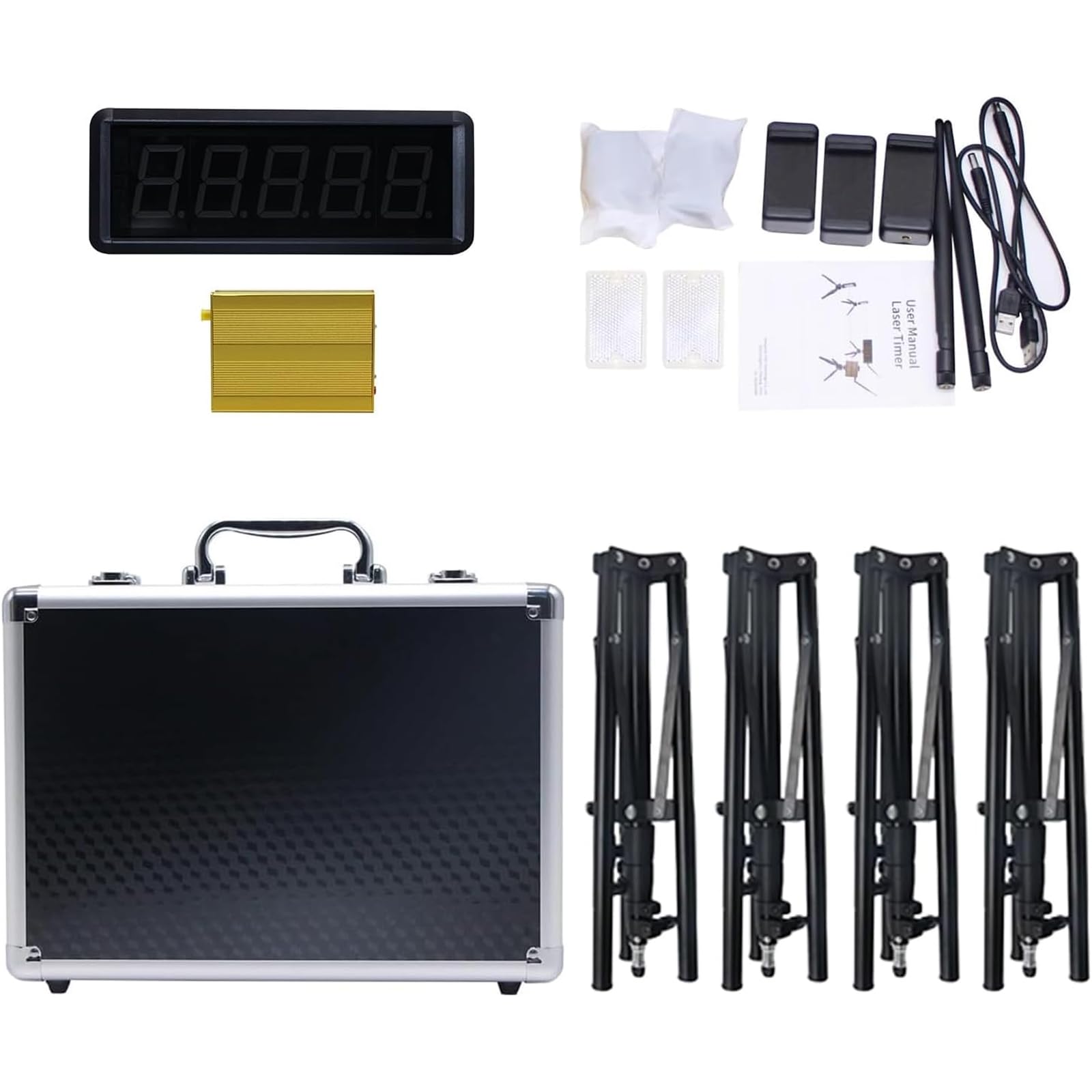 Timer Laser Wireless per Sprint, Cronometro per pista 40 60 Yard Dash, Sistema di Timer per Sprint Laser, Orologio da Gara per Corsa/Campo di Atletica/Transizione di Velocità (Supporto Alto)