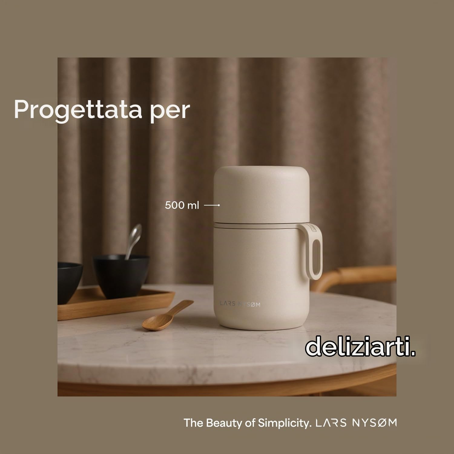 LARS NYSØM Barattolo Termico in Acciaio Inox - Contenitore Pranzo Ermetico per Alimenti Caldi e Freddi, Thermos Bocca Larga per Zuppe, Lavoro e Viaggio (Carbon Black, 700ml)
