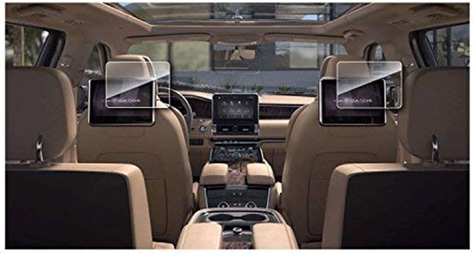 R RUIYA [2PCS] 2018 Lincoln Navigator Sync 3 10In Display Rear Seat TV Glass Screen Protector, HD Clear TEMPERED GLASS Ultra HD Extreme Clarity