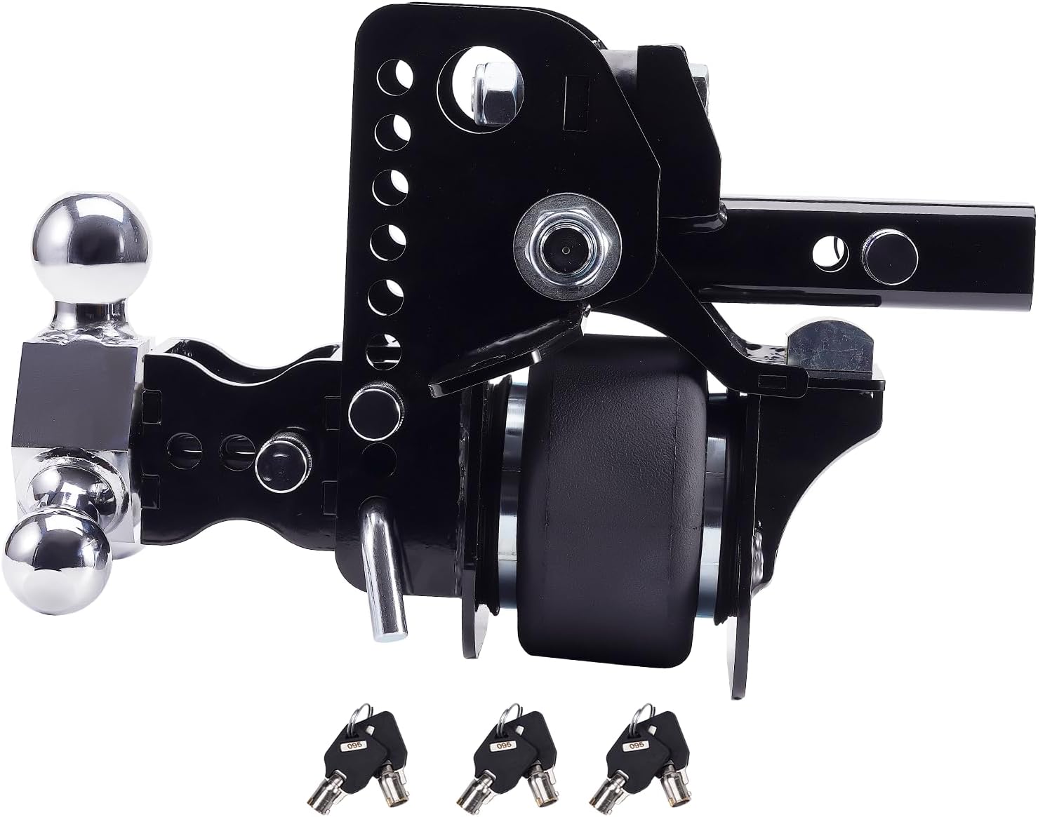 maXpeedingrods Adjustable Trailer Hitch with Air Suspension Bag, Air Hitch with Tri-Ball Combo Mount(1-7/8", 2", 2-5/16"), 6" Drop/Rise, for Pickups/Vans/SUV, 12000 LBS GTW