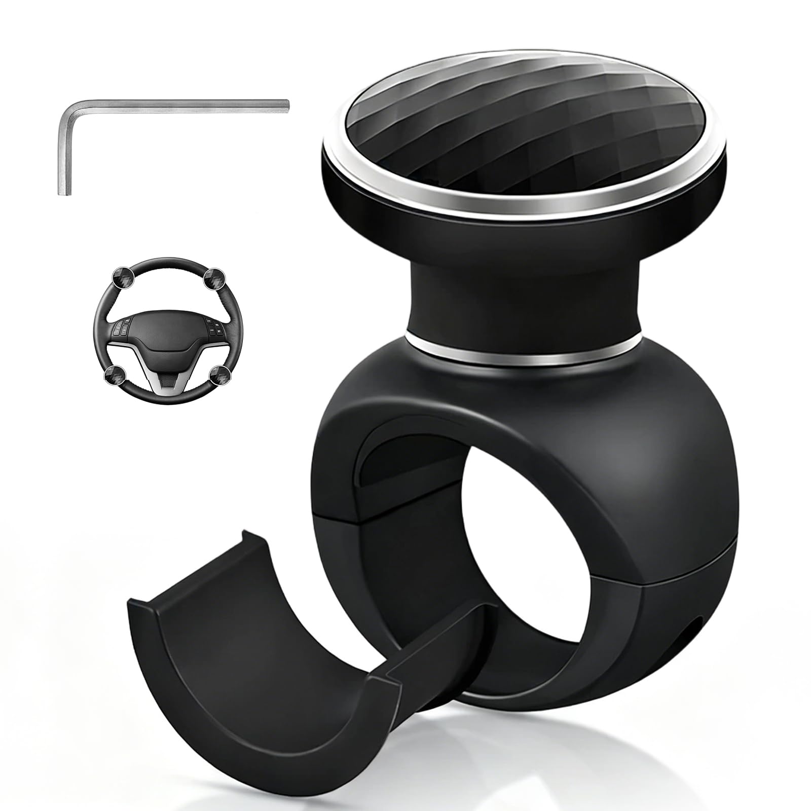 Lenkradknauf mit Schraubenschlüssel, Lenkradknauf Traktor Universal 360°Drehbarer Lenkknauf Einfache Montage dür Auto Motorrad Traktoren Rasenmäher und Gabelstapler