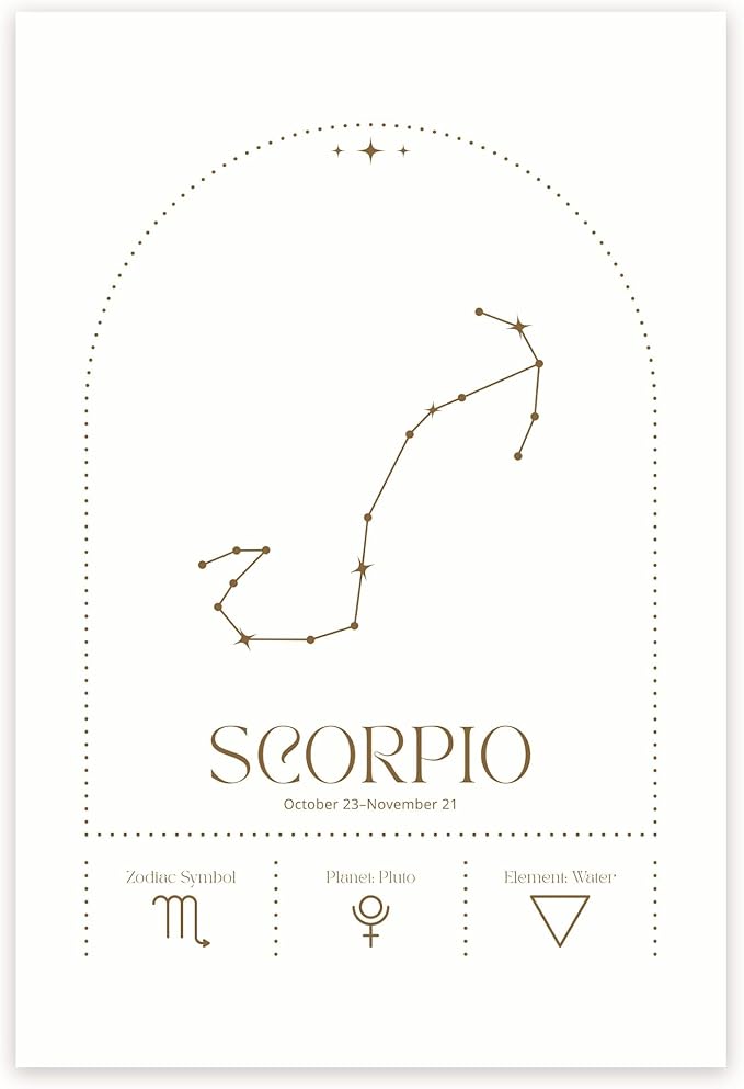 Bliss Monkey Co. Scorpio Zodiac Star Sign Poster - Astrology Astrological Sign Symbol for Scorpio Star Sign Poster- 12 x 18 Inch Poster - Unframed - Premium 100lb Gloss - Made In USA - BMCP0214
