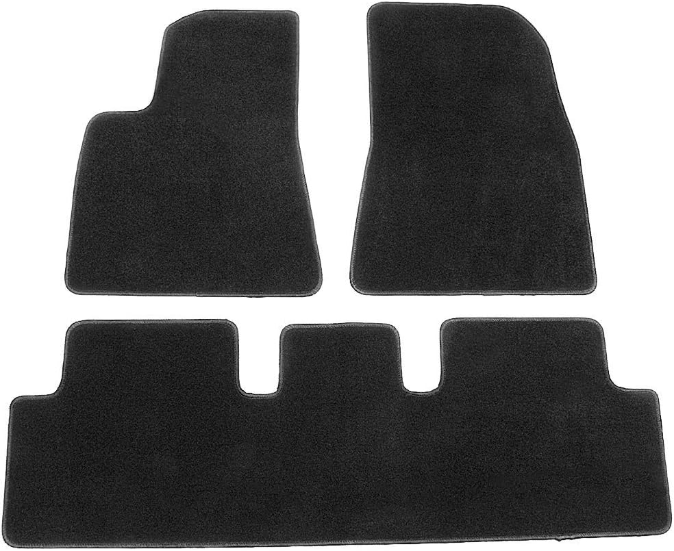 IKON MOTORSPORTS, Floor Mats Compatible with 2017-2023 Tesla Model 3, Nylon All Seasons Weather Interior Carpets Black Full Set Front and Second Row