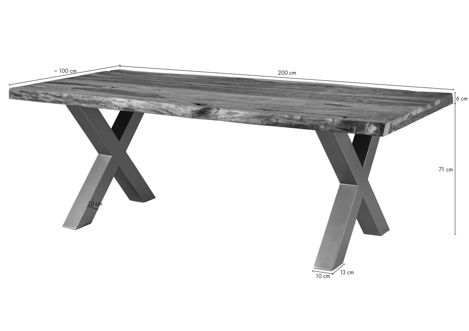 MASSIVMOEBEL24.DE Table à Manger Sheesham Natur coloré Freeform