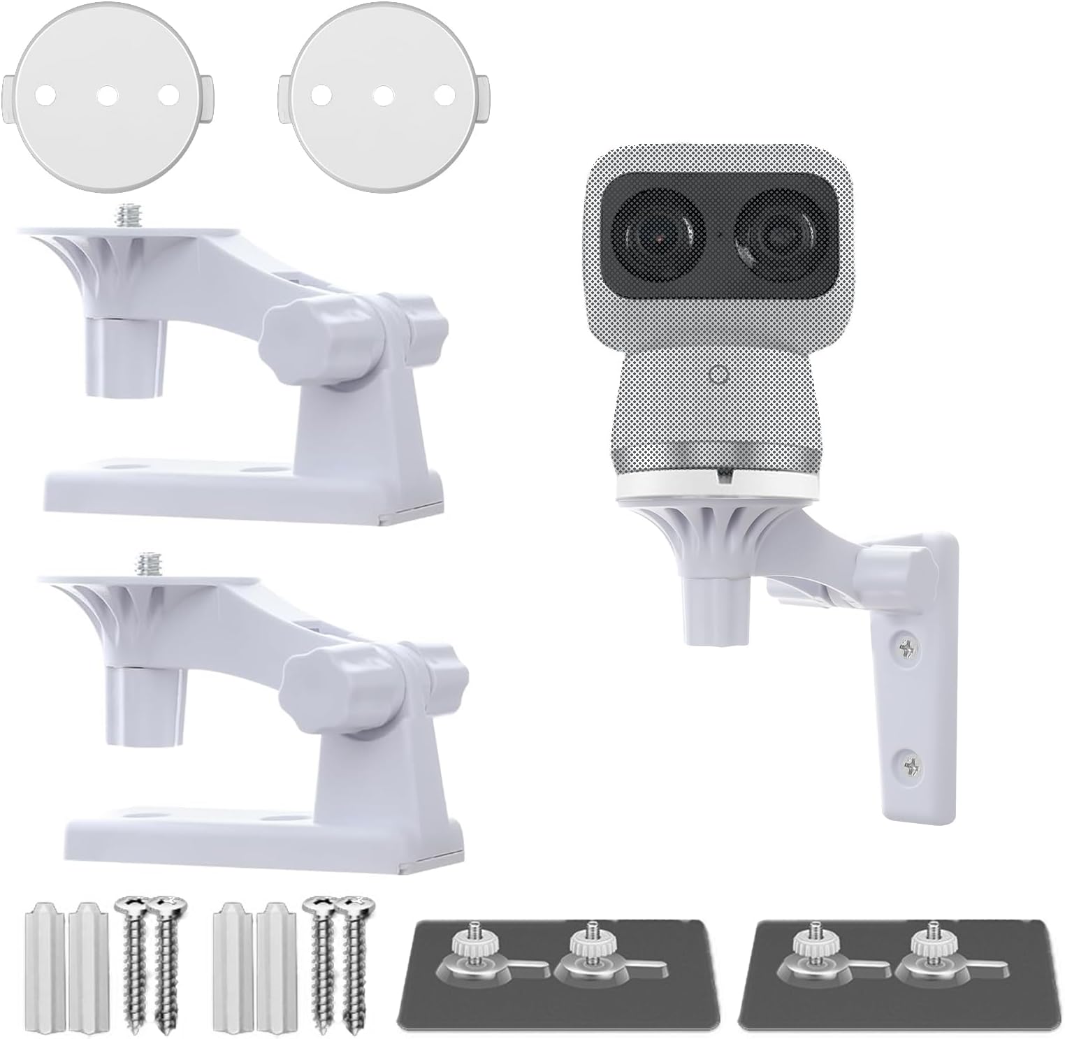 Wall Mount Bracket for Eufy Security Indoor Cam, 180 Degree Adjustable Security Camera Holder, Compatible with E220, P24, Eufycam 2c/2, S350, 1/4" Screw Bracket, White, 2 Pack (NOT Included The Cam)