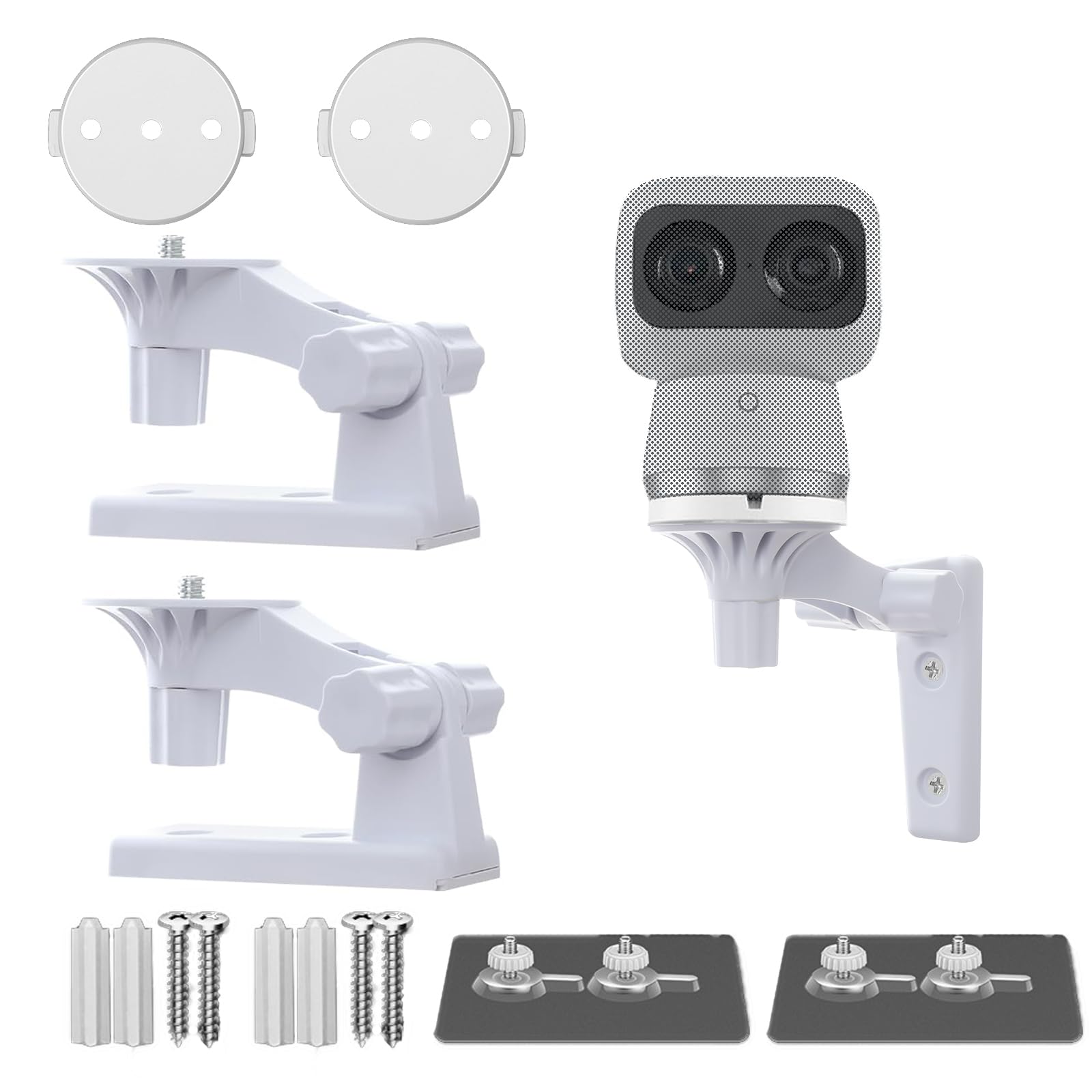 Wall Mount Bracket for Eufy Security Indoor Cam, 180 Degree Adjustable Security Camera Holder, Compatible with E220, P24, Eufycam 2c/2, S350, 1/4" Screw Bracket, White, 2 Pack (NOT Included The Cam)