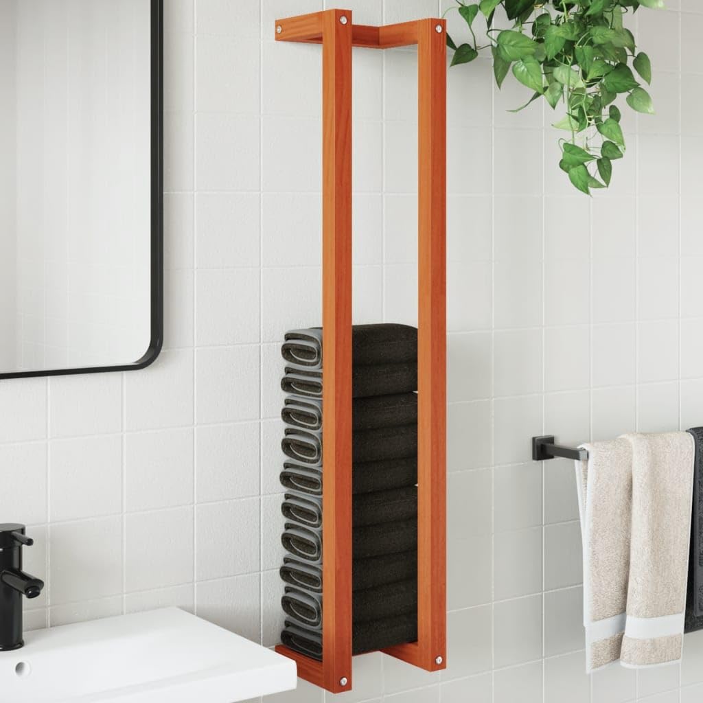 Toallero de pared de madera de pino macizo, 23 x 18 x 110 cm