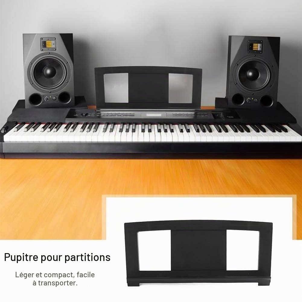 Noir 500092794 Pupitre compatible avec de nombreux modèles clavier, support clavier 4 partitions