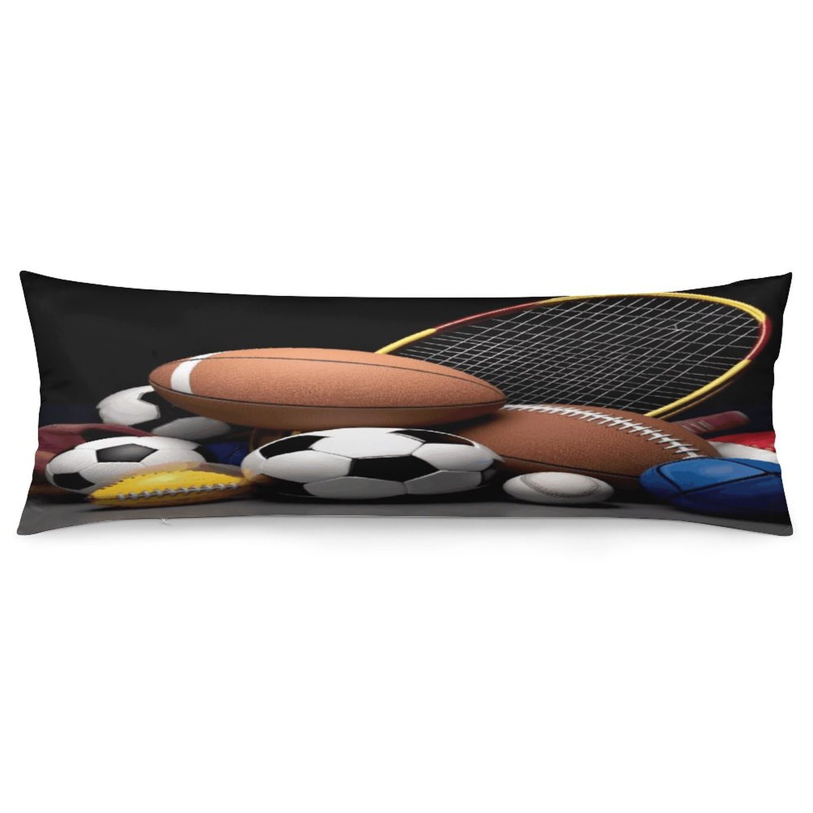 Sports Themed Pillowcase Long Body Pillow Cover Soft Decorative Body Pillow Case Breathable Large Pillowcase Cute Cozy Pillow Protector for Bed Sofa Couch Room 18.9 X 53 Inch